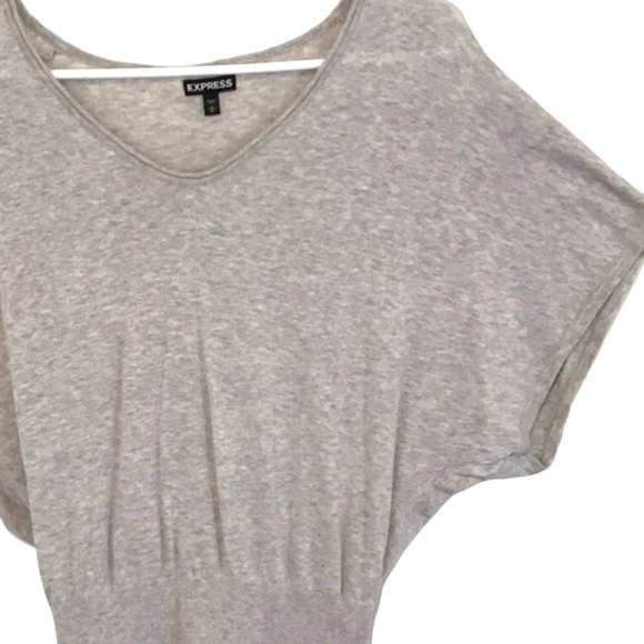 NWOT Express Light Gray Dolman Short Sleeve Sweater w/Fitted Waist SZ XS - Picture 4 of 6